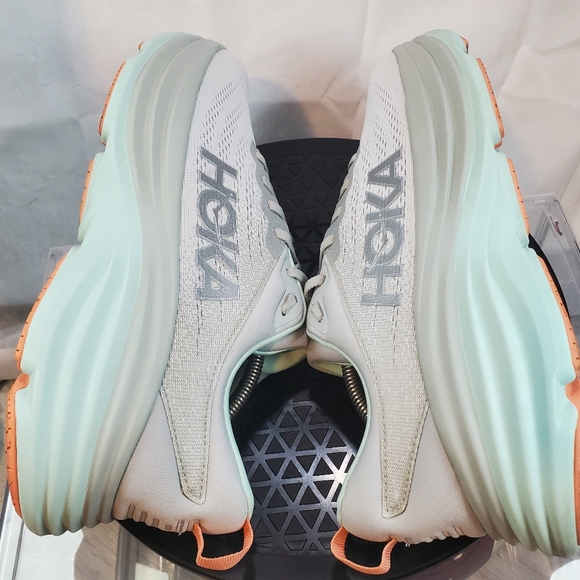 HOKA Womens Bondi 8 Running Workout Shoes White, Green, Gray, Silver SIZE 10.5 - Picture 9 of 16